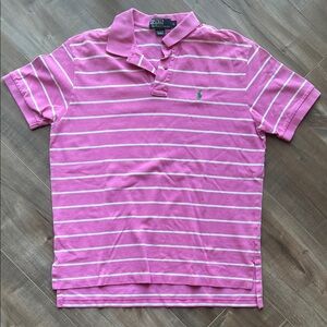 Polo by Ralph Lauren Pink and White Striped Polo Shirt